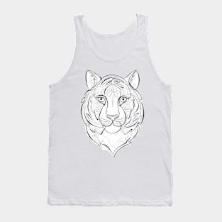 Continuous Line Tiger Portrait. 2022 New Year Symbol by Chinese Horoscope Tank Top